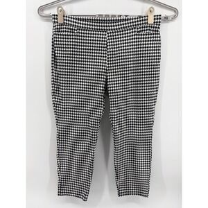 Susan Graver Womens XL Black Houndstooth Pull On Ankle Pants Stretch Weekend